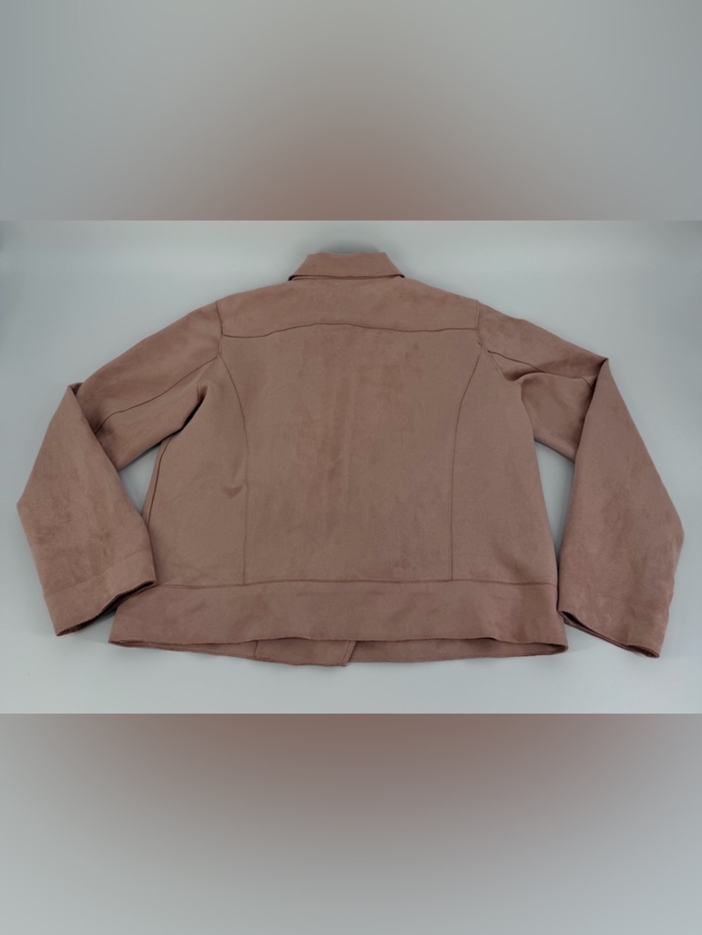 Calvin Klein Jeans Pink Faux Suede Moto Jacket Womens XL NWT Zip Front - Picture 4 of 12